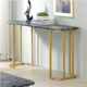 Calista Contemporary Black & Gold Faux Marble Top Sofa Table