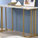 Calista Contemporary White & Gold Faux Marble Top Sofa Table