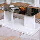 Mannedorf Contemporary White & Black Glass Top Coffee Table