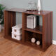 Langenthal Contemporary Dark Walnut & Black Glass Top Sofa Table