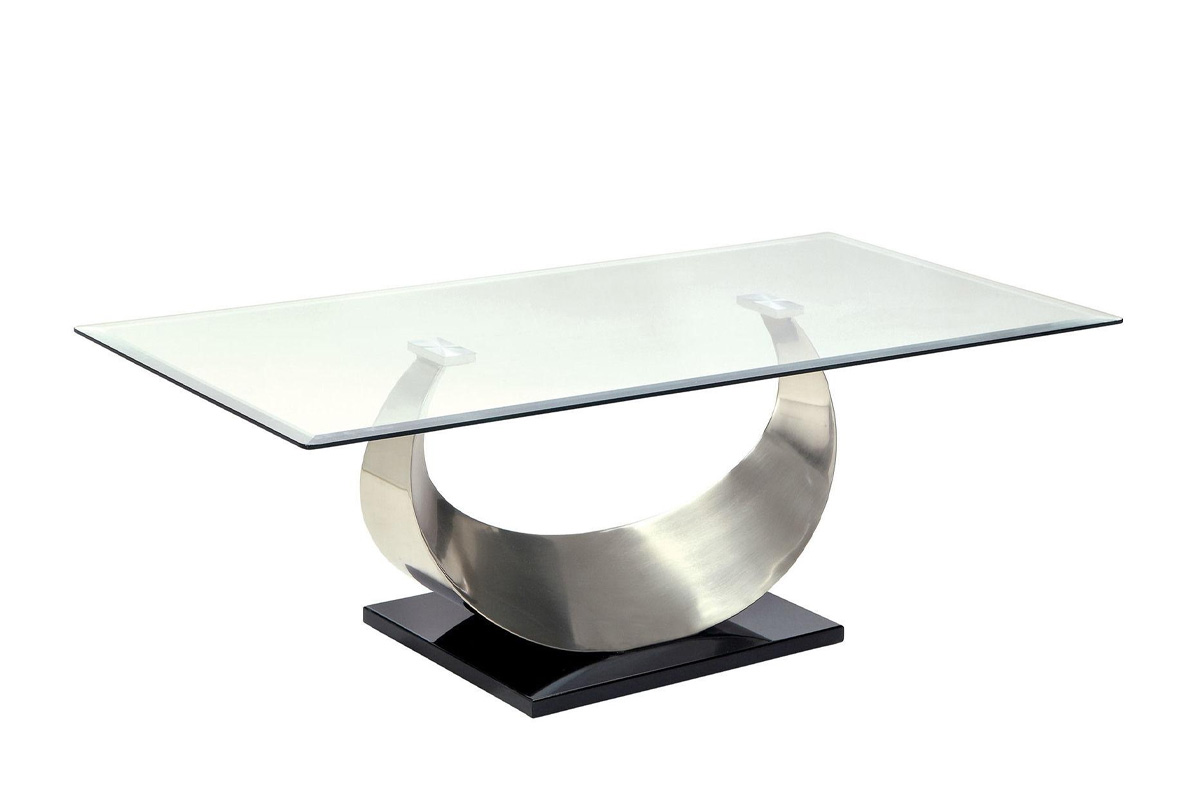 Orla Contemporary Satin Plated Tempered Glass Coffee Table