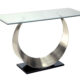 Orla Contemporary Satin Plated Tempered Glass Sofa Table