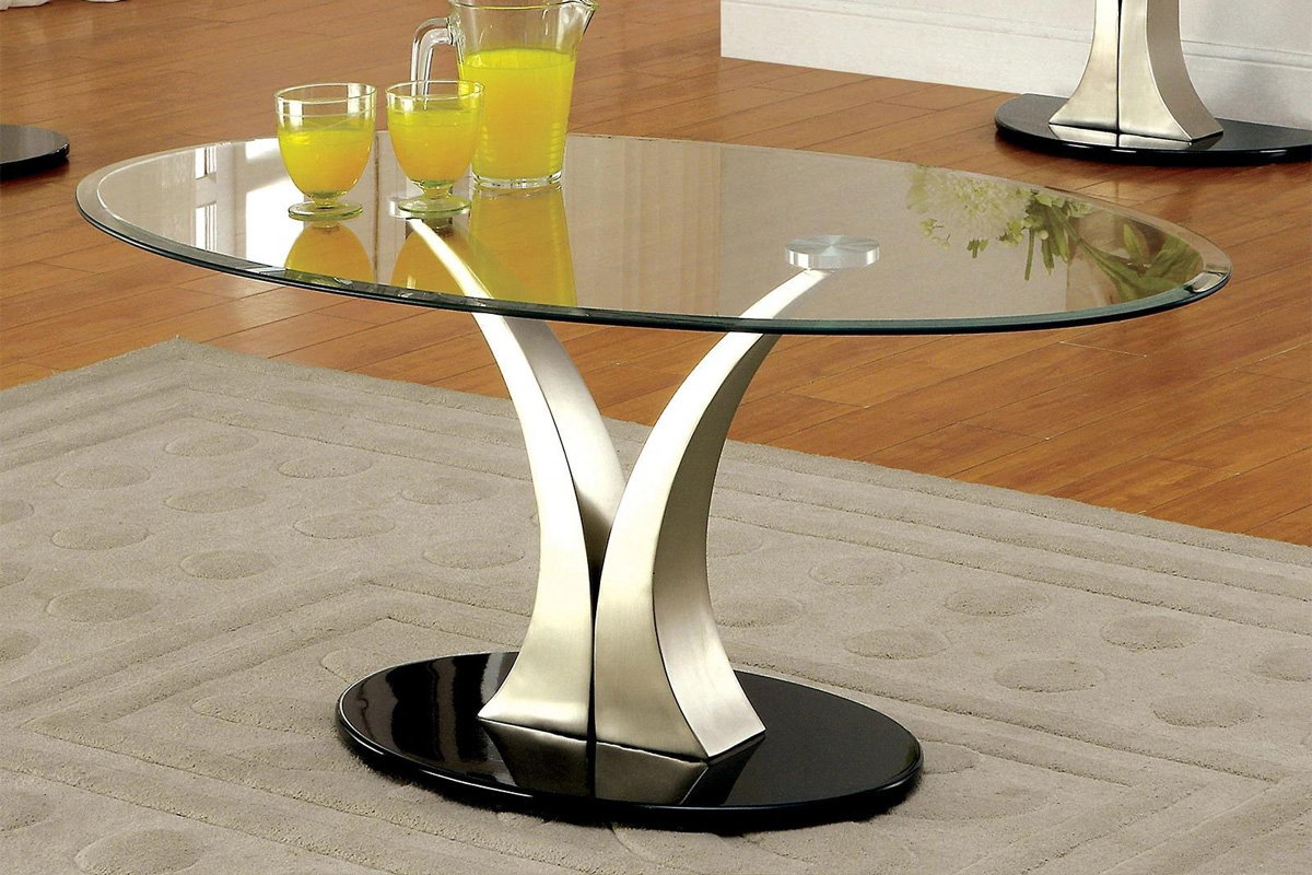 Valo Contemporary Satin Plated Tempered Glass Coffee Table