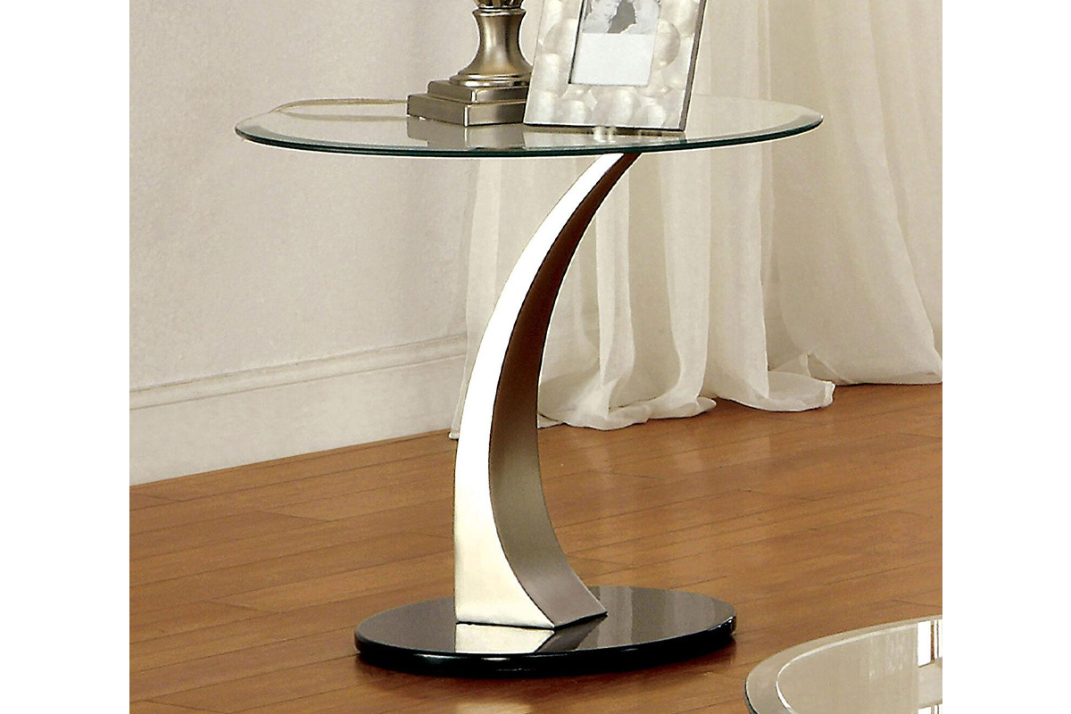 Valo Contemporary Satin Plated Tempered Glass End Table