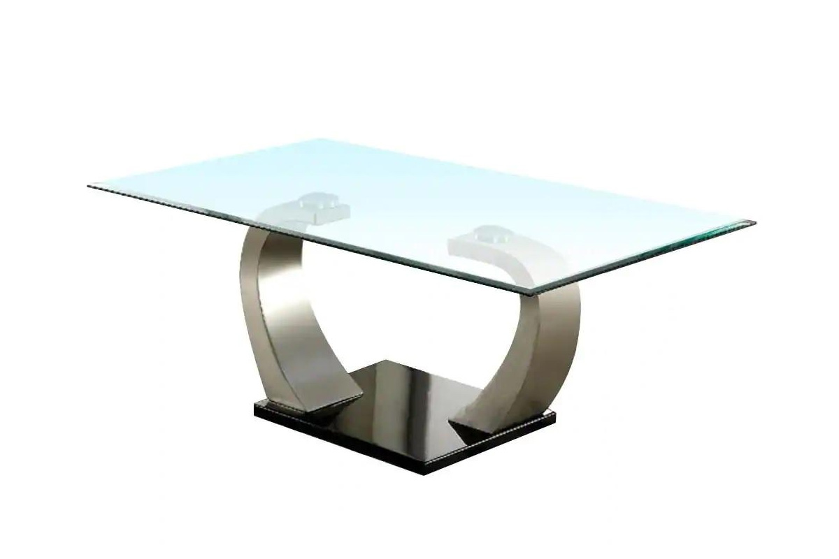 Roxo Contemporary Satin Plated Tempered Glass Coffee Table