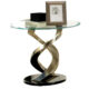 Nova Contemporary Satin Plated Tempered Glass End Table