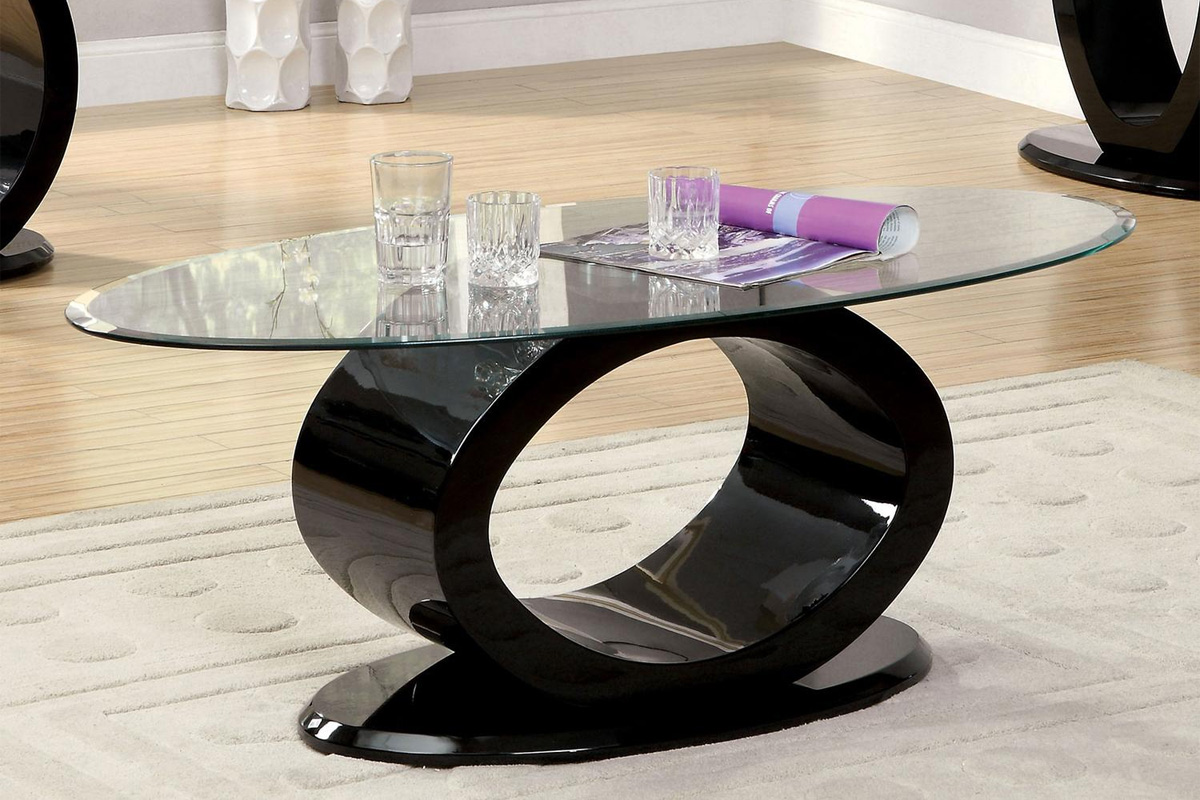 Lodia Contemporary Black Tempered Glass Top Coffee Table