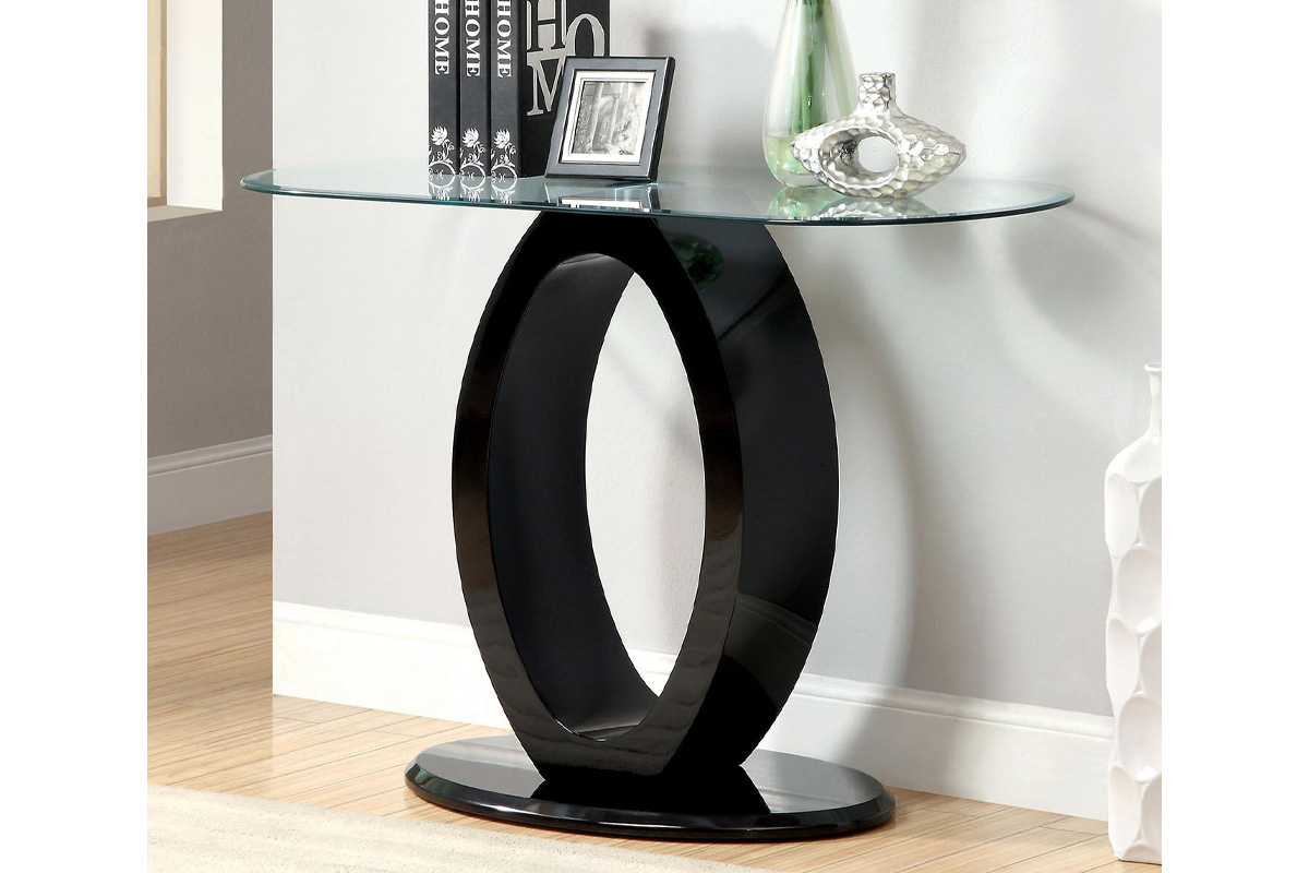 Lodia Contemporary Black Tempered Glass Top Sofa Table