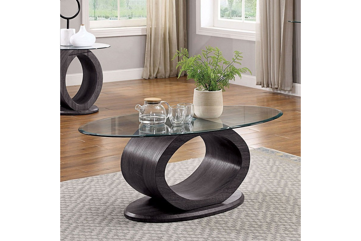 Lodia Contemporary Grey Tempered Glass Top Coffee Table
