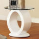 Lodia Contemporary White Tempered Glass Top End Table