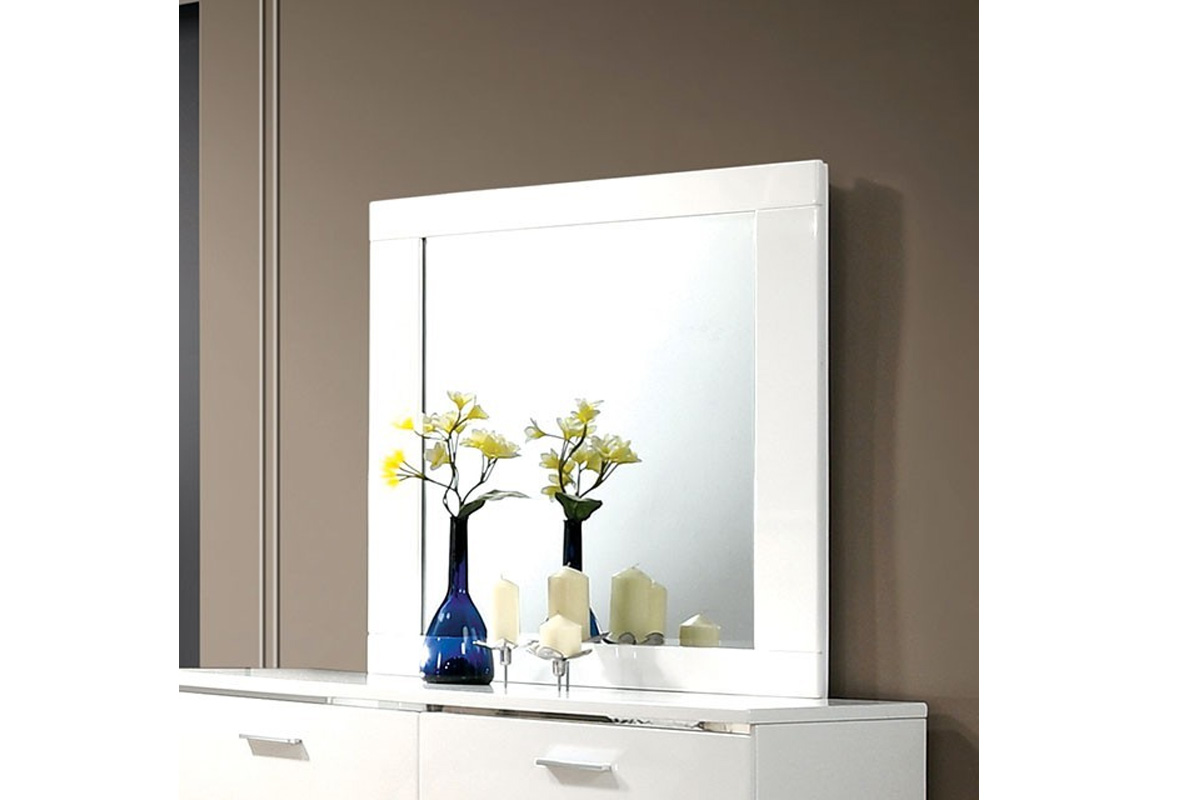 Carlie Contemporary White Solid Wood Mirror
