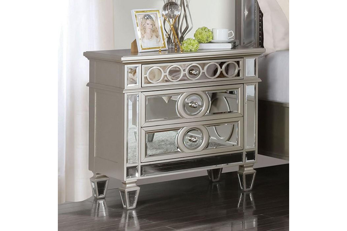 Marseille Champagne Solid Wood Nightstand