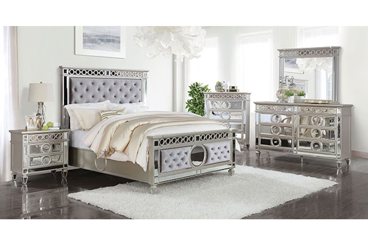 Marseille Transitional Champagne Queen Bed