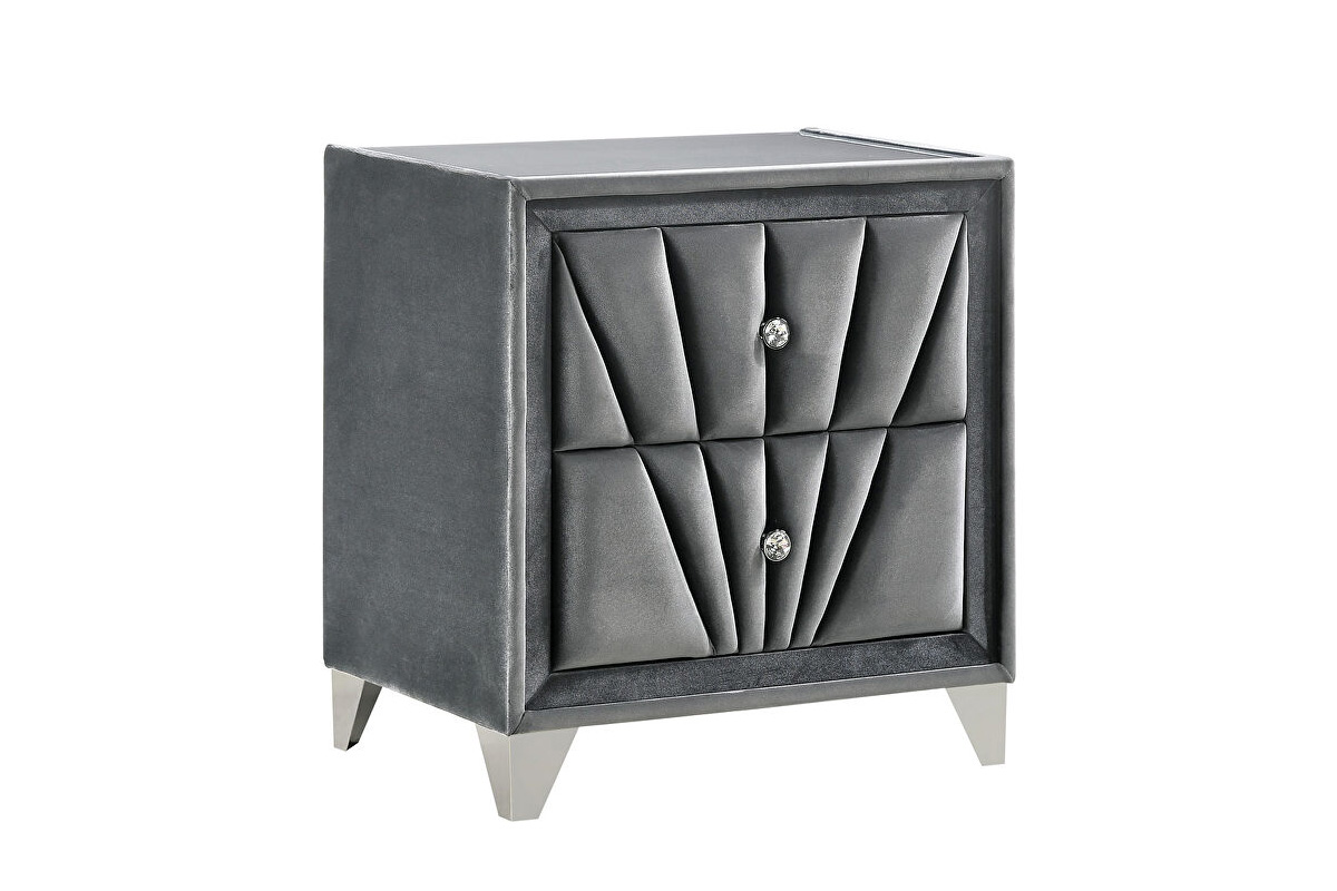 Carissa Grey Transitional Solid Wood Nightstand