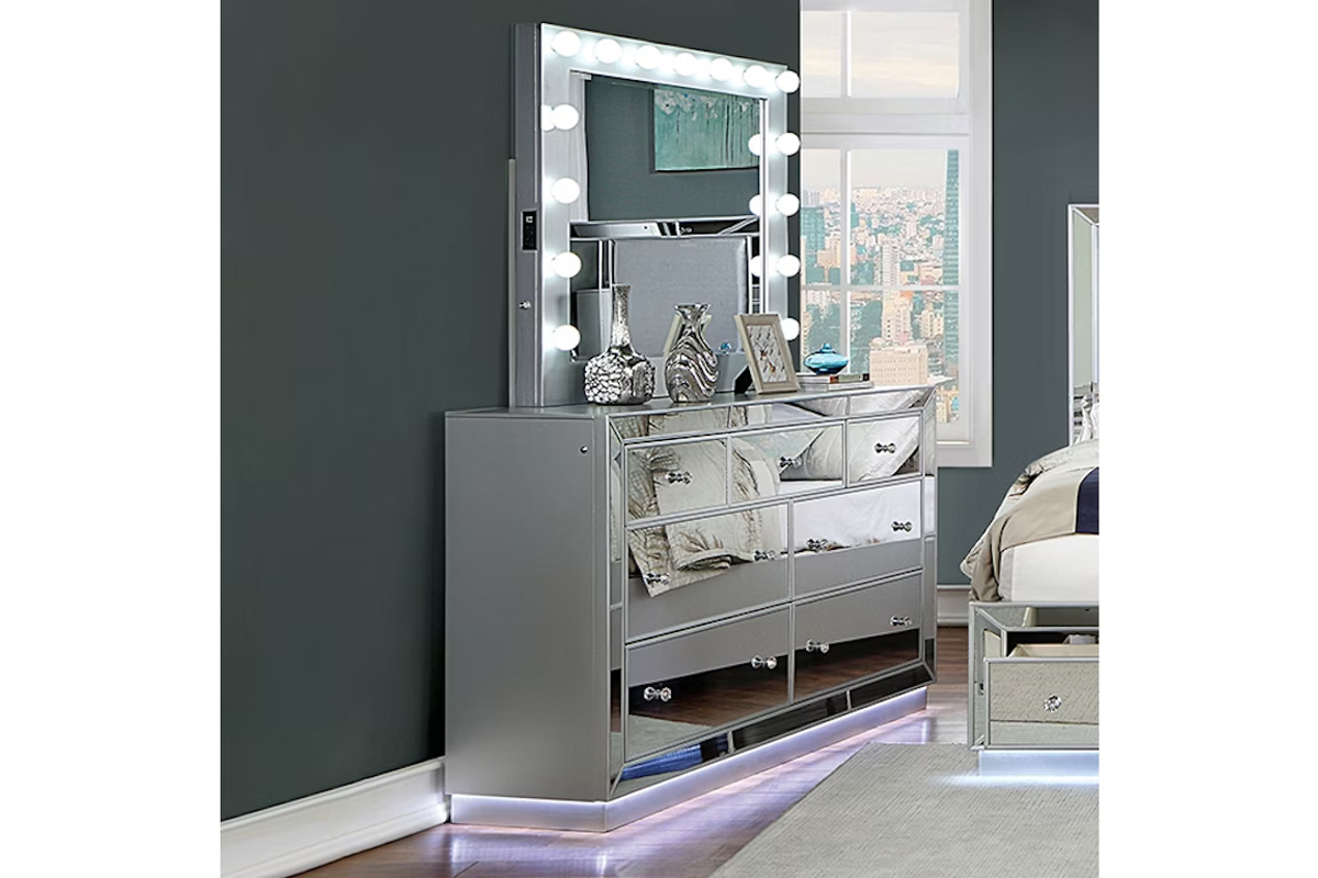 Belladonna Glam Silver Solid Wood Dresser