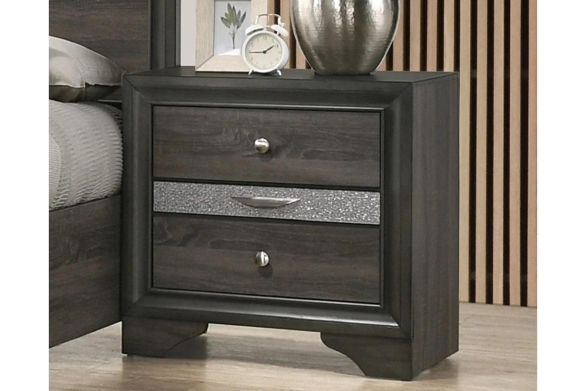 Chrissy Contemporary Grey Solid Wood Nightstand