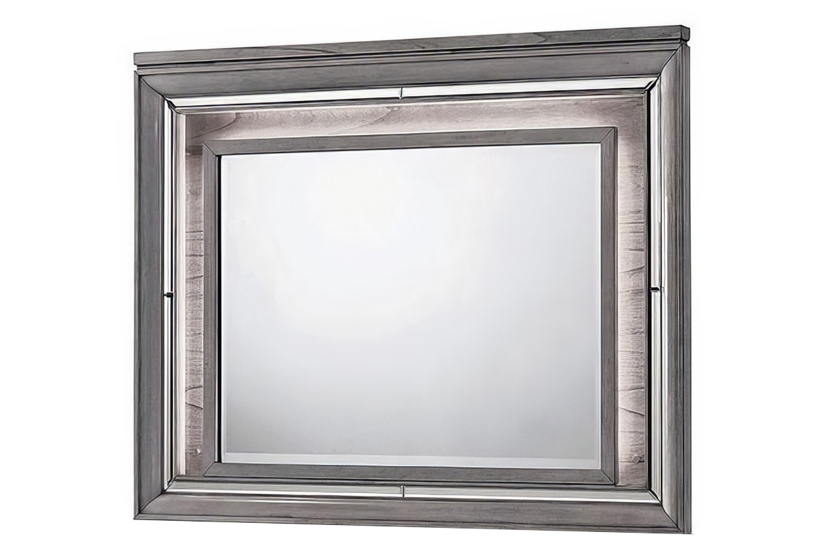 Alanis Contemporary Light Grey Solid Wood Mirror