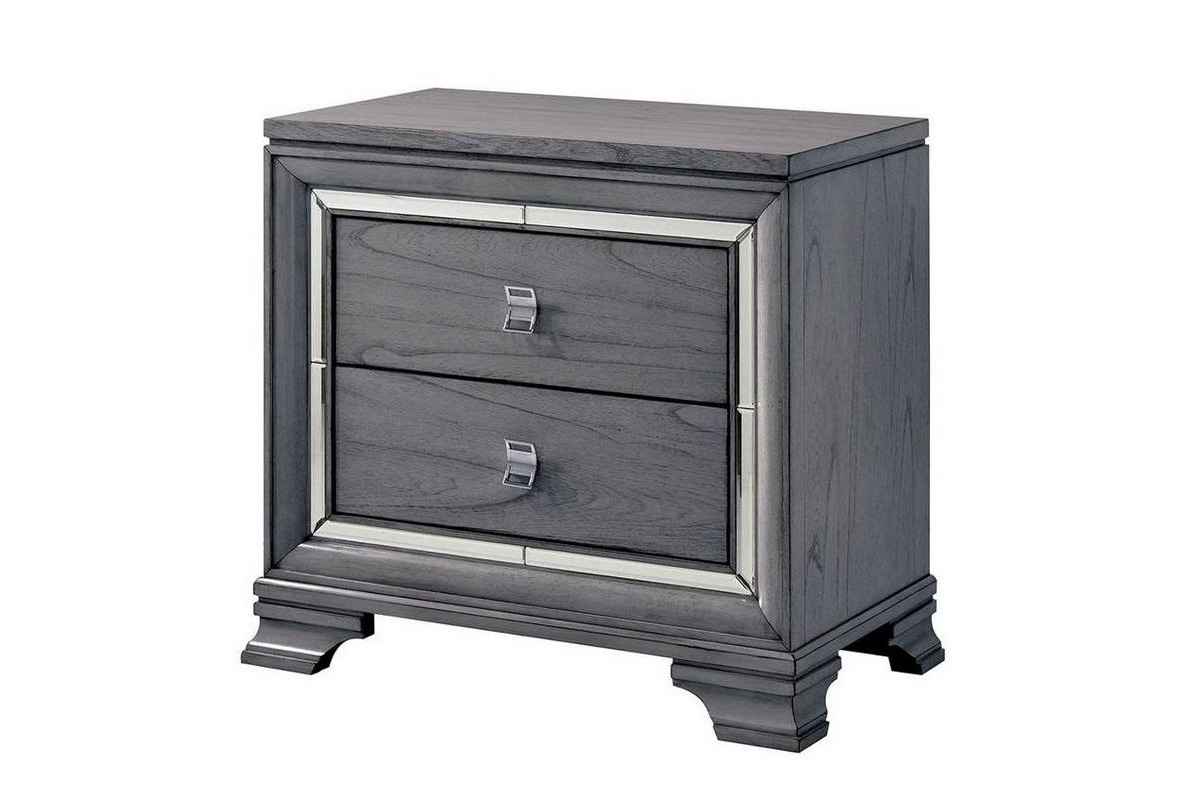 Alanis Contemporary Light Grey Solid Wood Nightstand
