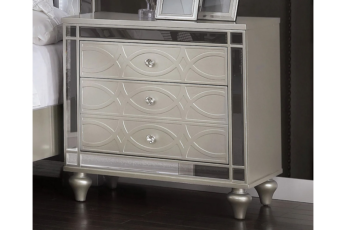 Manar Silver Solid Wood Nightstand