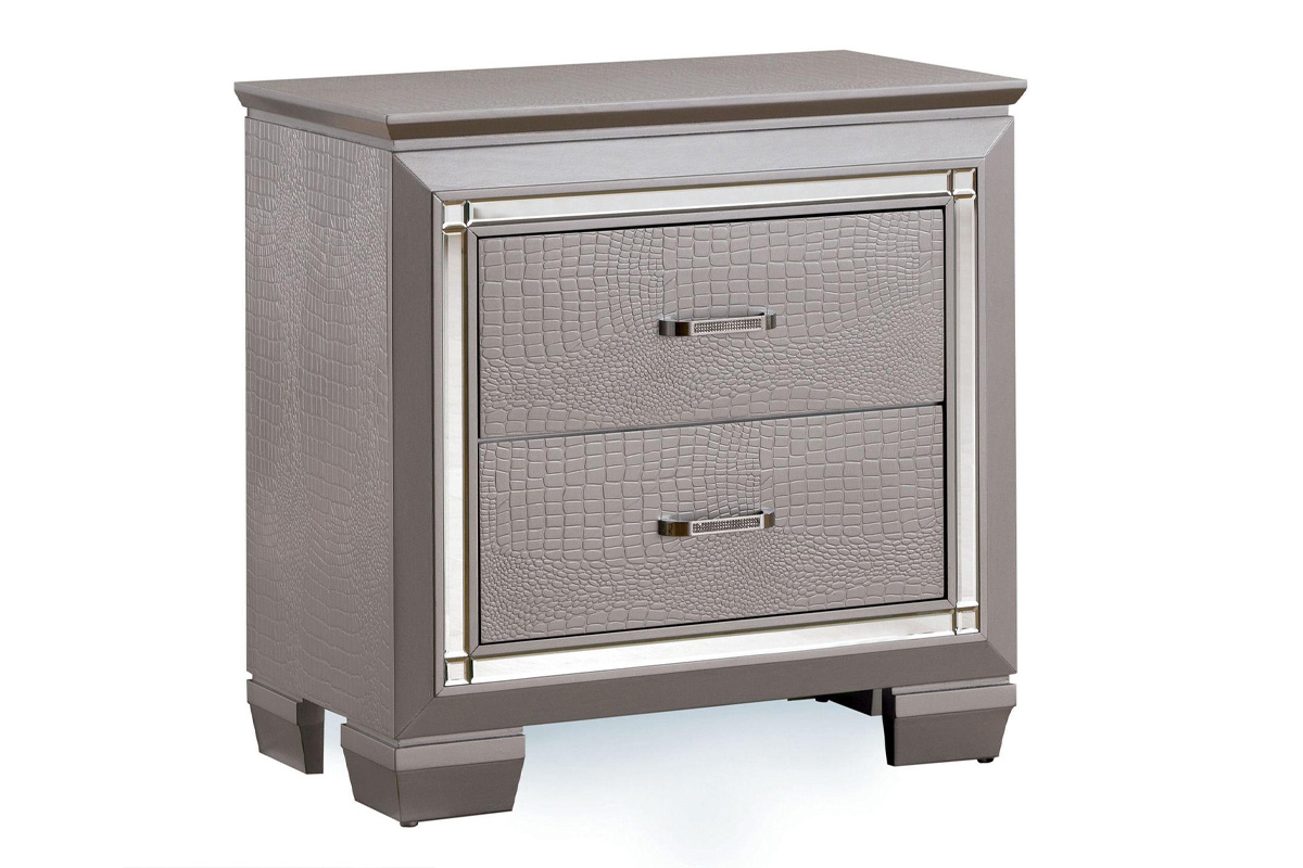 Bellanova Contemporary Silver Solid Wood Nightstand