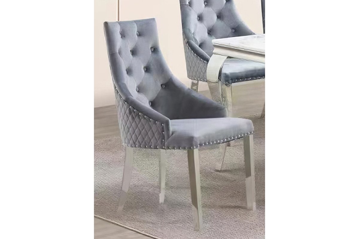 Grey Velvet Side Chair D1005-CS