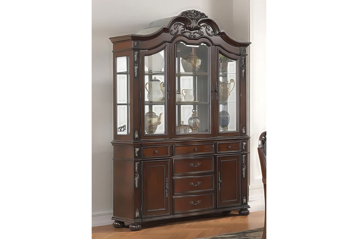 Classic Brown Wood China Hutch & Buffet