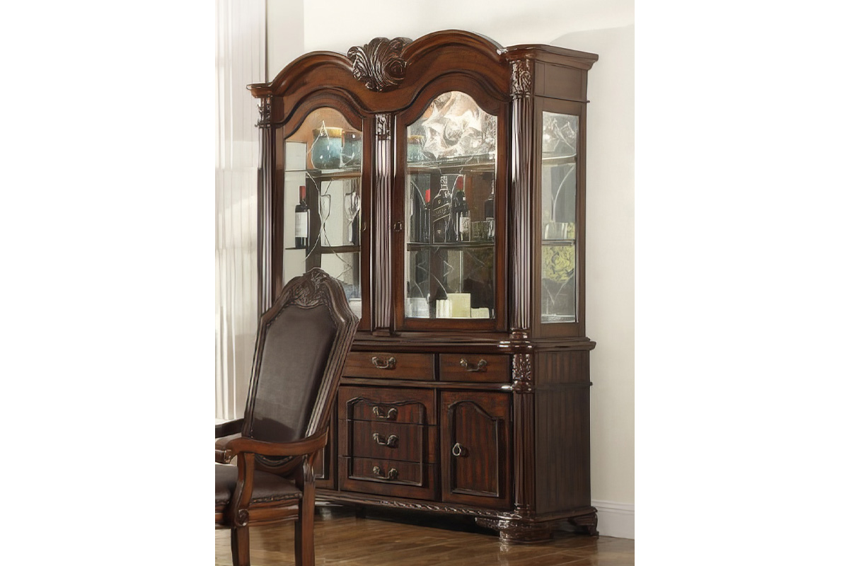 Classic Brown Wood China Hutch & Buffet