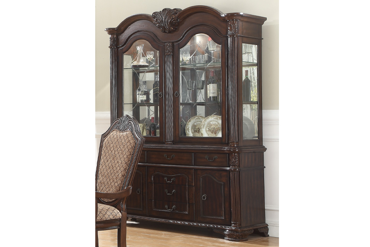 Classic Brown Wood China Hutch & Buffet