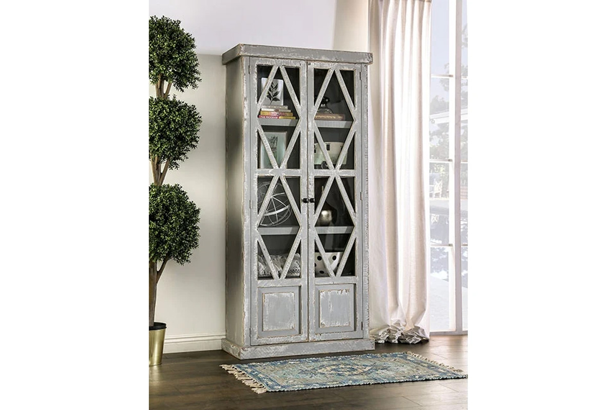 Zenia Rustic Weathered Grey Solid Wood Brazilian Pine Curio