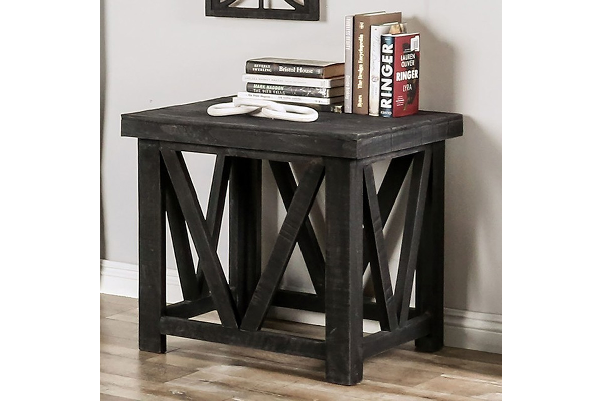 Halton Hills Rustic Charcoal End Table