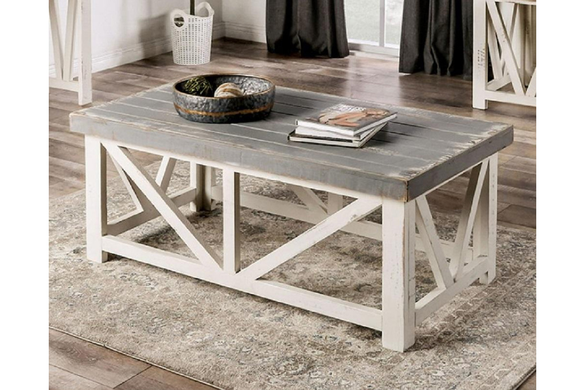 Halton Hills Rustic Vintage Ivory Coffee Table