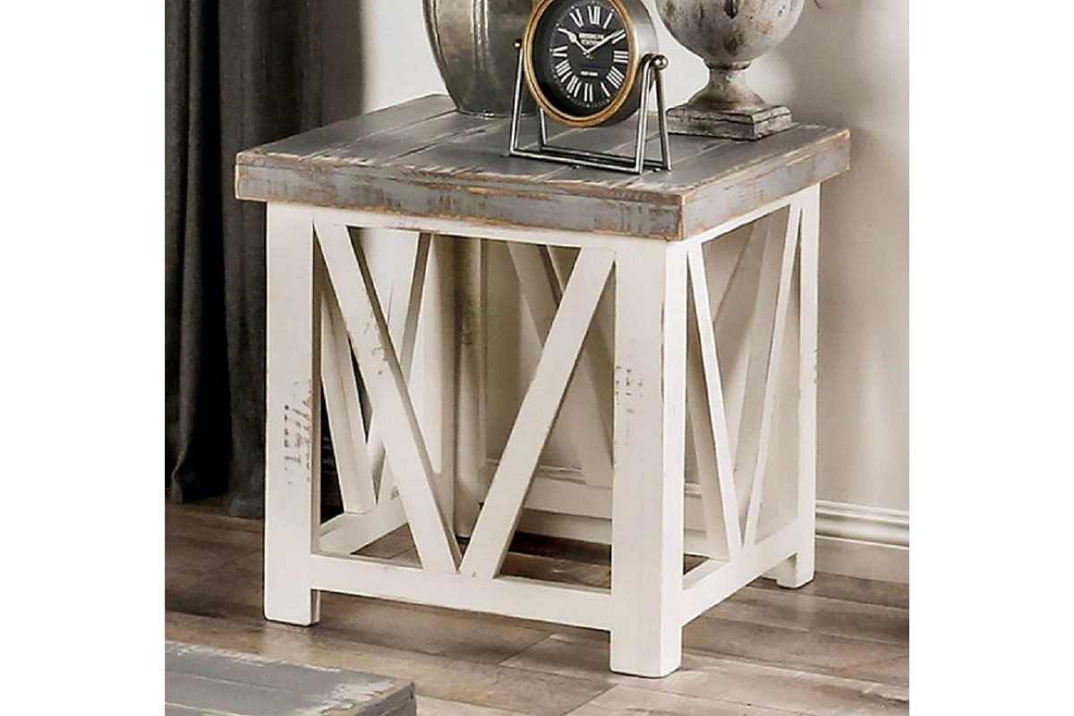Halton Hills Rustic Vintage Ivory End Table