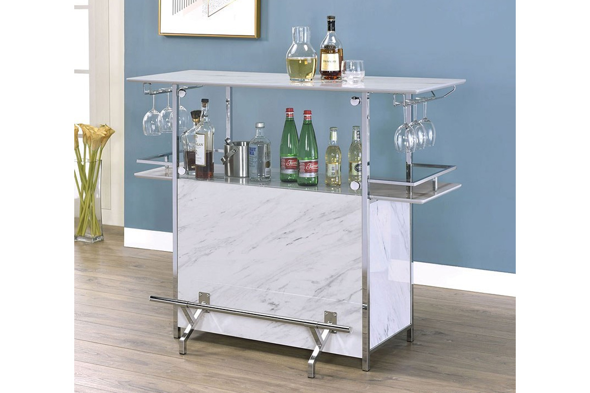 Rianna Contemporary White Solid Wood Bar Table