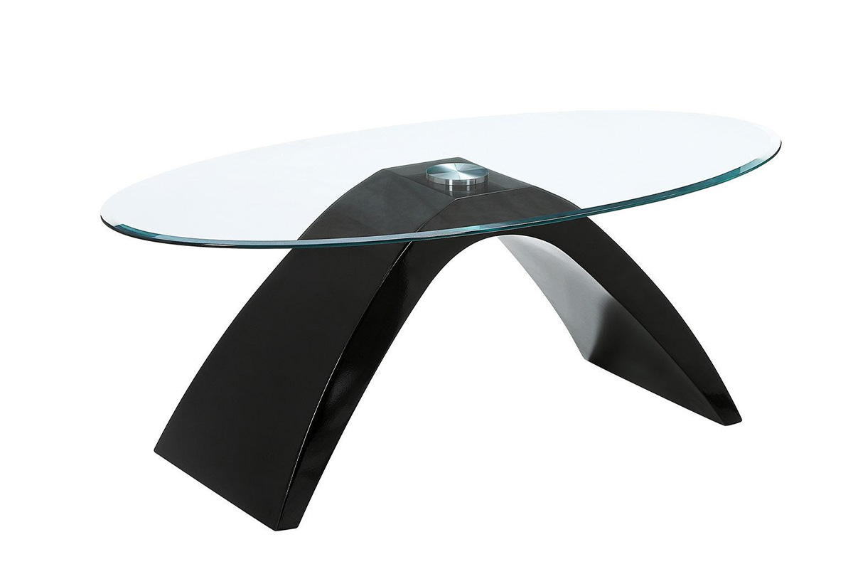 Nahara Contemporary Black Tempered Glass Top Coffee Table