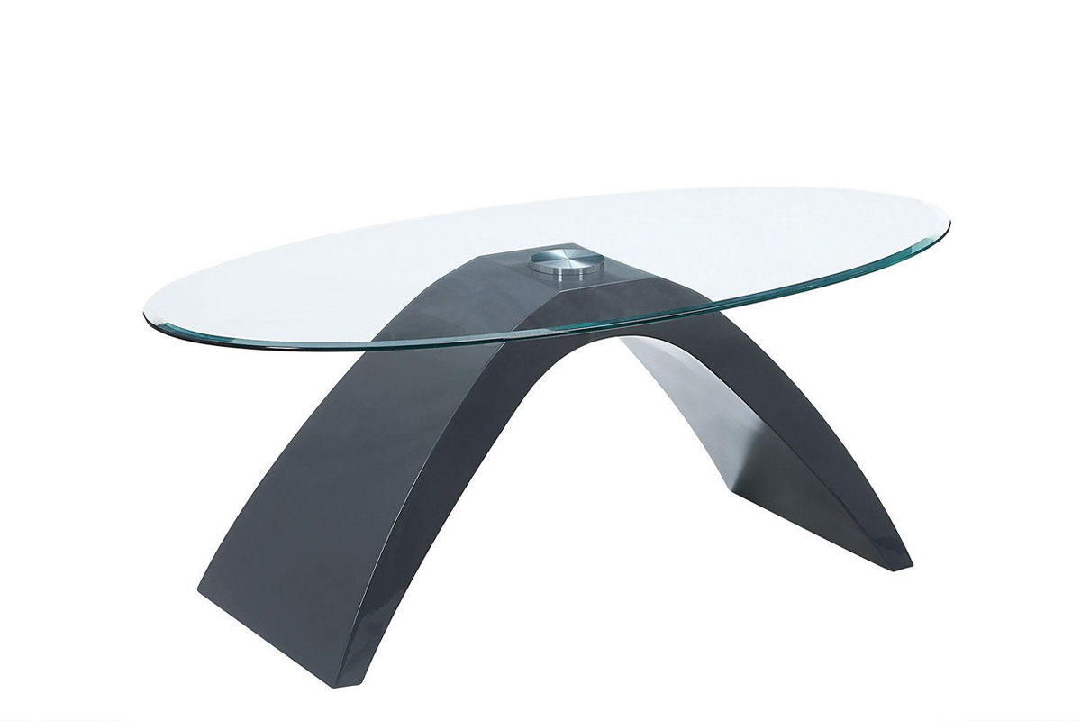 Nahara Contemporary Grey Tempered Glass Top Coffee Table