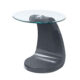 Nahara Contemporary Grey Tempered Glass Top End Table