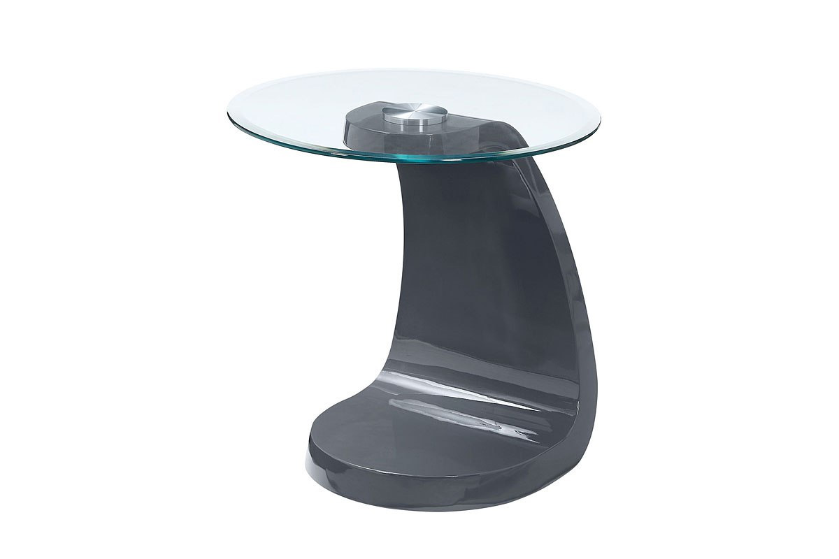 Nahara Contemporary Grey Tempered Glass Top End Table