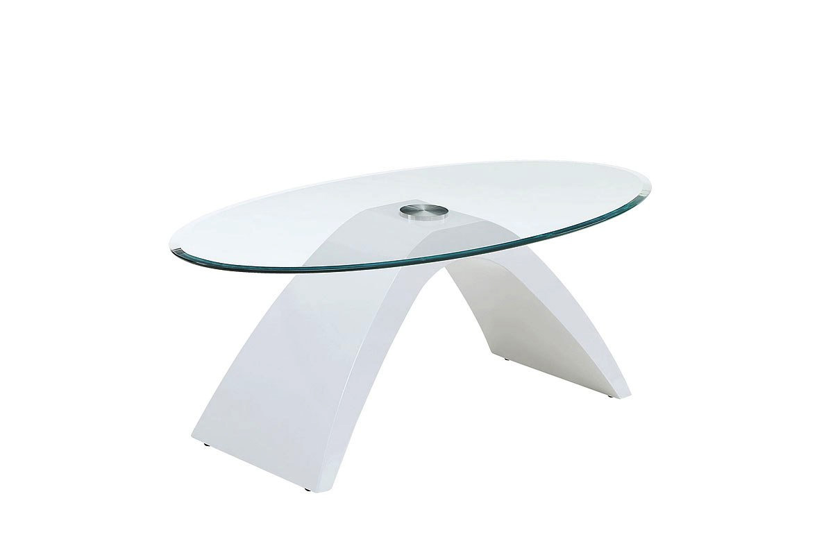 Nahara Contemporary White Tempered Glass Top Coffee Table
