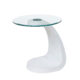 Nahara Contemporary White Tempered Glass Top End Table