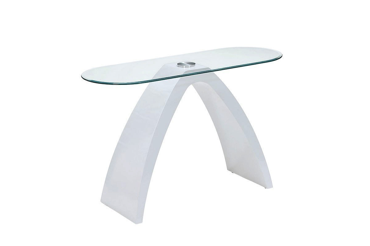 Nahara Contemporary White Tempered Glass Top Sofa Table