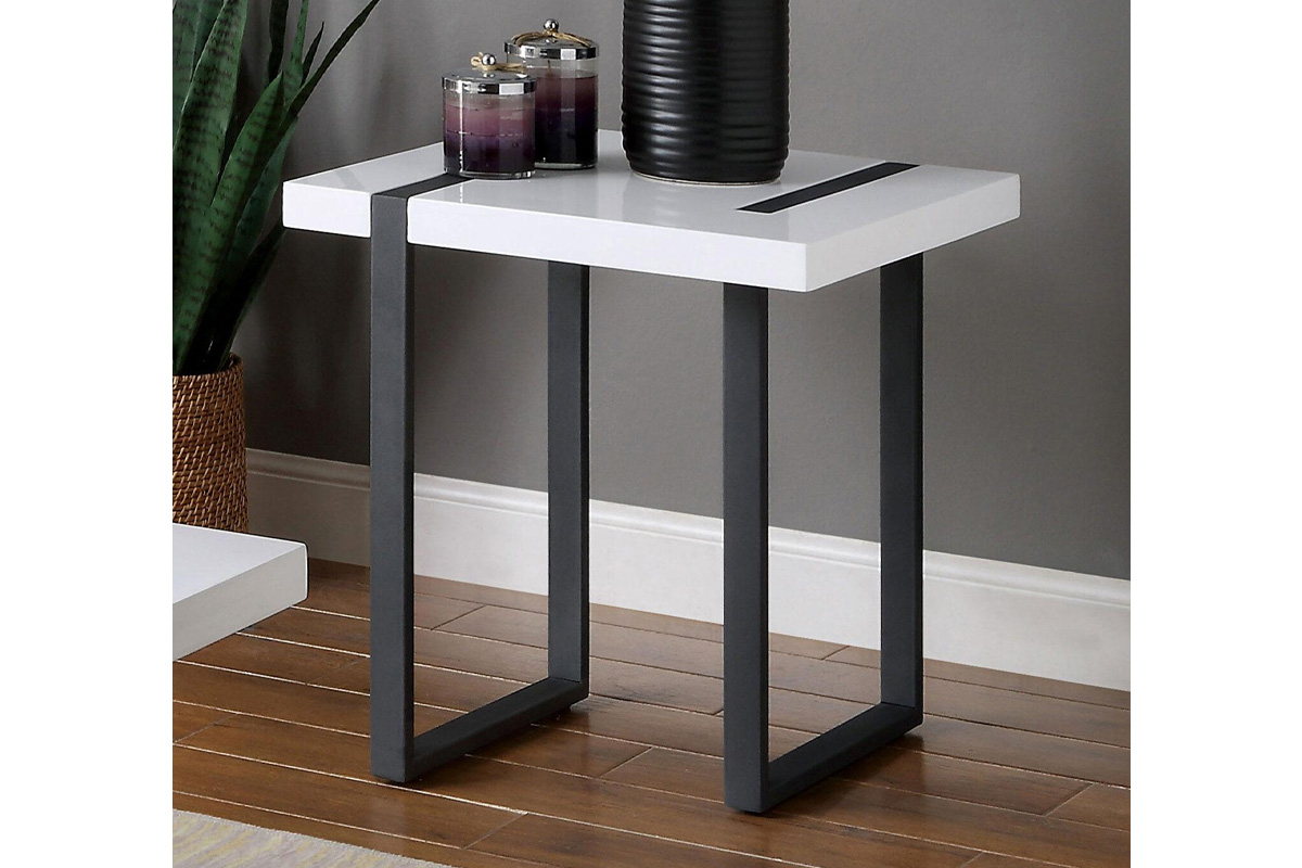Eimear Contemporary Black & White Metal End Table