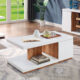 Moa Contemporary White & Natural Tone Coffee Table