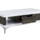 Corinne Contemporary White & Distressed Dark Oak Coffee Table