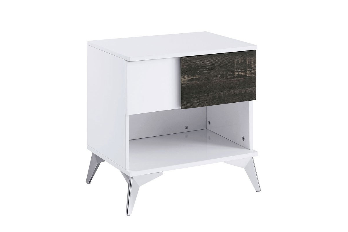 Corinne Contemporary White & Distressed Dark Oak End Table