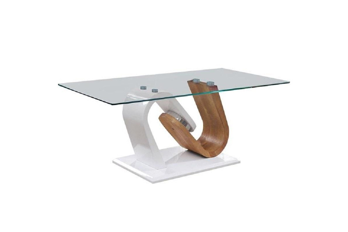 Batam Contemporary White & Natural Tone Coffee Table