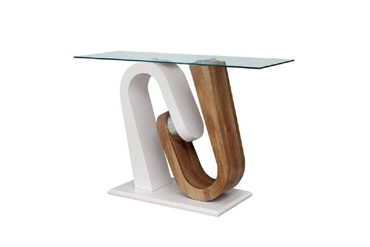 Batam Contemporary White & Natural Tone Sofa Table