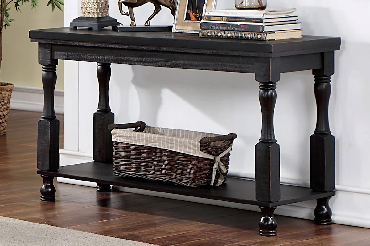 Calandra Rustic Antique Black Sofa Table