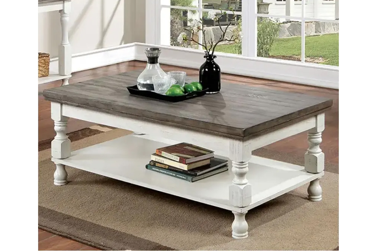 Calandra Rustic Grey & Antique White Coffee Table
