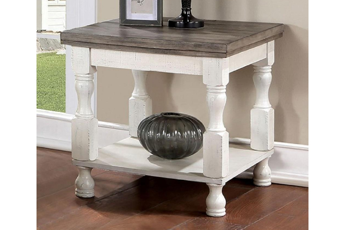 Calandra Rustic Grey & Antique White End Table