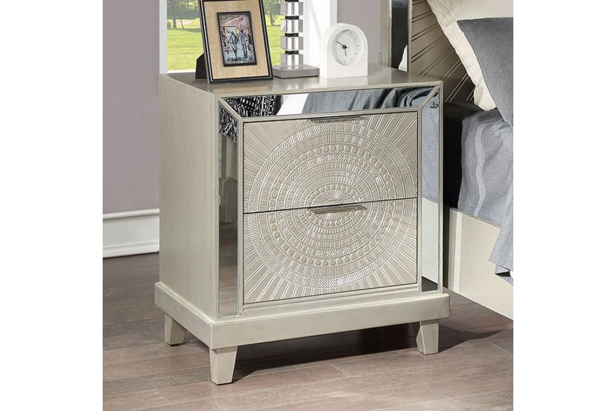 Valletta Modern Champagne Solid Wood Nightstand